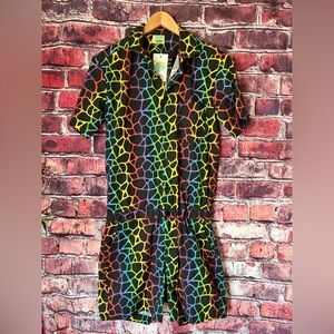 Zesties Rainbow Giraffe Print Short Sleeve Romper